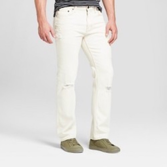 mens white straight leg jeans